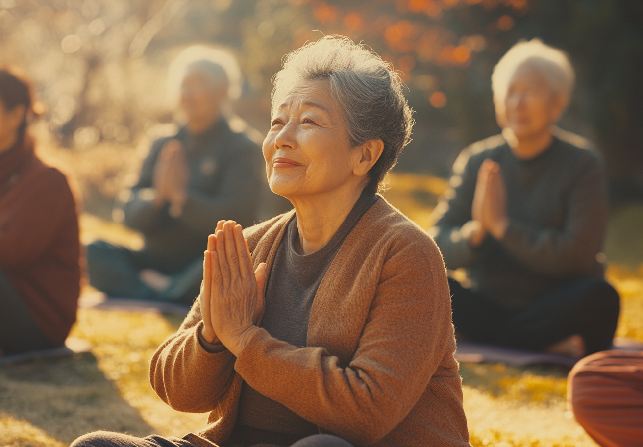 Медитуюча жінка старшого віку
